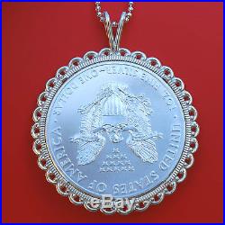 2013 1 Oz American Silver Eagle Hologram Coin Solid 925 Sterling Silver Necklace