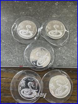 2013 APMEX Year Of The Snake Uncirculated 5x1oz. 999 Fine Solid Silver Rounds 2013 APMEX Year Of The Snake Uncirculated 5x1oz. 999 Fine Solid Silver Rounds