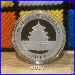 2013 China Panda 10 Yuan 1oz. 999 Solid Silver Coin In Protective Capsule