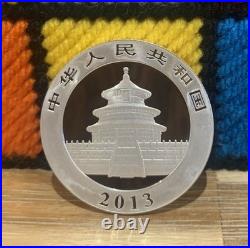 2013 China Panda 10 Yuan 1oz. 999 Solid Silver Coin In Protective Capsule