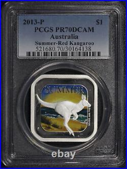 2013-P Australia $1 Silver Summer Red Kangaroo Square PCGS PR-70 DCAM