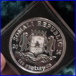 2014 African Wildlife Elephant 1oz Silver Bullion Coin in Square Capsule/Display