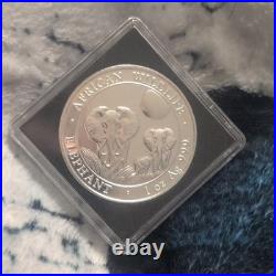 2014 African Wildlife Elephant 1oz Silver Bullion Coin in Square Capsule/Display