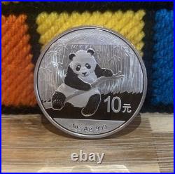 2014 China Panda 10 Yuan 1oz. 999 Solid Silver Coin In Protective Capsule