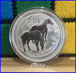 2014 Lunar Year Of Horse 2 Oz Solid Silver. 999 Coin Australian Perth Mint