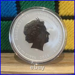 2014 Lunar Year Of Horse 2 Oz Solid Silver. 999 Coin Australian Perth Mint