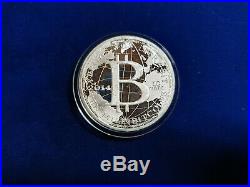 2014 RARE 1 Troy Oz. 999 Pure SOLID Silver Bitcoin Proof Medallion Round