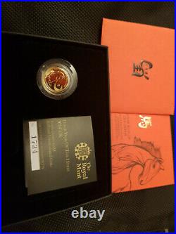 2014 Year Of The Horse Gold 999.9 Solid Gold 1/10 Royal Mint Coin