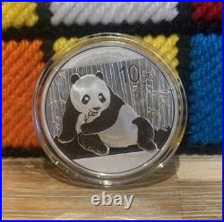 2015 China Panda 10 Yuan 1oz. 999 Solid Silver Coin In Protective Capsule