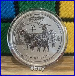 2015 Lunar Year Of The Goat 2 Oz Solid Silver. 999 Coin Australian Perth Mint