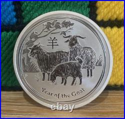 2015 Lunar Year Of The Goat 2 Oz Solid Silver. 999 Coin Australian Perth Mint