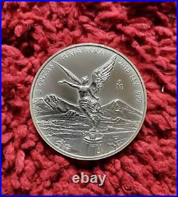2015 Mexican 5 Oz Silver Libertad Coin Plata Pura. 999 Fine Solid Silver. B U