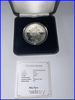 2015 Tristan Da Cunha Tdc Solid Silver Proof £5 Coin