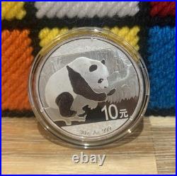 2016 China Panda 10 Yuan 30g 1oz. 999 Solid Silver Coin In Protective Capsule