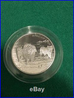 2016 Congo African Lion 5oz Solid Silver Coin 25000 Francs 5 Ounce