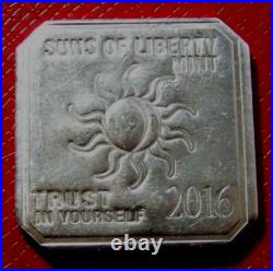 2016 Suns of Liberty Mint Square Bar-Trust in Yourself 1 Troy oz. 999 Fine Silver