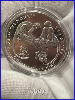 2016 Year of the Monkey BU 1 TROY OZ. 999 Fine Solid Silver in Cap & Gift Pouch 2016 Year of the Monkey BU 1 TROY OZ. 999 Fine Solid Silver in Cap & Gift Pouch