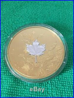 2017 Canada 3oz. 999 Solid Silver Proof Whispering Maple Leaf Coin $50 Gold