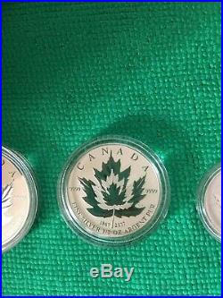 2017 Canada Maple Leaf Fractinal Solid Silver 4 Coin Set 1oz Reverse Proof