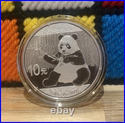 2017 China Panda 10 Yuan 30g 1oz. 999 Solid Silver Coin In Protective Capsule