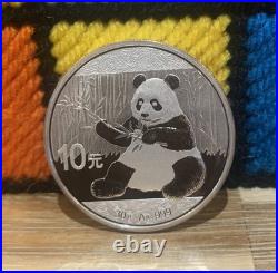 2017 China Panda 10 Yuan 30g 1oz. 999 Solid Silver Coin In Protective Capsule