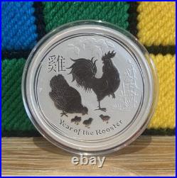 2017 Lunar Year Of The Rooster 2 Oz Solid Silver. 999 Coin Australian Perth Mint