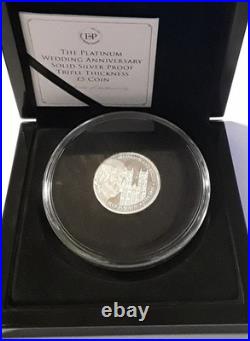 2017 TDC £5 SOLID SILVER PROOF TRIPLE THICKNESS 75g PLATINUM WEDDING ANNI + COA