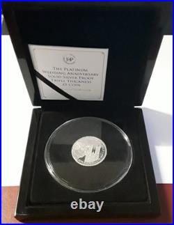 2017 TDC £5 SOLID SILVER PROOF TRIPLE THICKNESS 75g PLATINUM WEDDING ANNI + COA