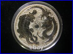 2018 Australia Tiger And Dragon 1oz Solid Silver. 999 Perth Mint Coin in capsule