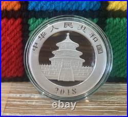 2018 China Panda 10 Yuan 30g 1oz. 999 Solid Silver Coin In Protective Capsule