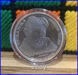 2018 Nikola Tesla Alternating Current 1oz. 999 Solid Silver Coin In Capsule