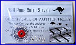 2018 Red Poppy 100 Years Of Armistice 999 Pure solid Silver Coin COA SSB mint 2018 Red Poppy 100 Years Of Armistice 999 Pure solid Silver Coin COA SSB mint