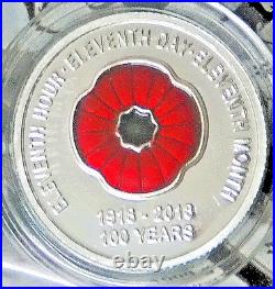 2018 Red Poppy 100 Years Of Armistice 999 Pure solid Silver Coin COA SSB mint 2018 Red Poppy 100 Years Of Armistice 999 Pure solid Silver Coin COA SSB mint