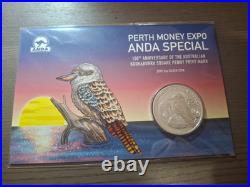 2019 1oz Silver Kookaburra With Square Penny Privy, Perth ANDA Money Expo