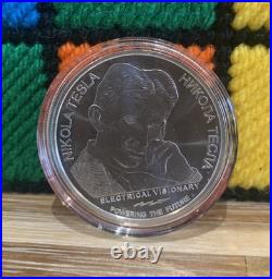 2019 Nikola Tesla Remote Control 1oz. 999 Solid Silver Coin In Capsule