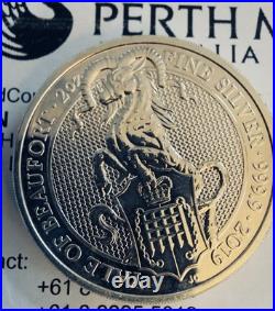 2019 UK £5 Royal Queens Beasts Yale of Beaufort 2oz Solid Silver Bullion Coin