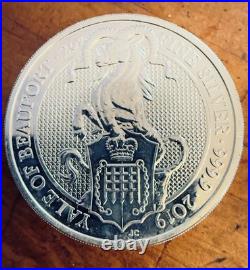 2019 UK £5 Royal Queens Beasts Yale of Beaufort 2oz Solid Silver Bullion Coin