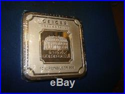 2020 Geiger Edelmetalle 10 oz. 999 Silver Square Bar SECURITY LINE SEALED COA