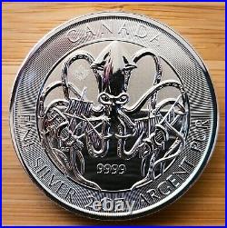 2020 The Kraken 2oz Royal Canadian Solid 999 Fine Pure Silver Coin Trusted