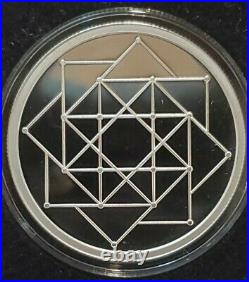 2021 1 oz. 999 Silver Shield Proof Square Matrix #16 Sacred Geometry series COA