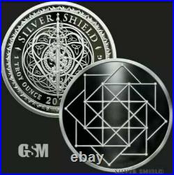 2021 1 oz. 999 Silver Shield Proof Square Matrix #16 Sacred Geometry series COA