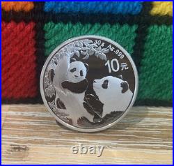 2021 China Panda 10 Yuan 30g 1oz. 999 Solid Silver Coin In Protective Capsule