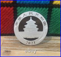 2021 China Panda 10 Yuan 30g 1oz. 999 Solid Silver Coin In Protective Capsule