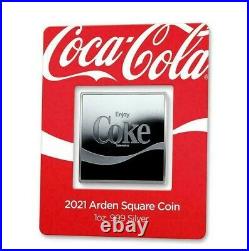 2021 Coca Cola 1oz PURE. 999 SILVER Arden Square COIN Blister Pack UNGRD LF010