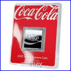 2021 Coca-Cola Arden Square Logo Silver Coin Fiji Blister Card 1oz PP
