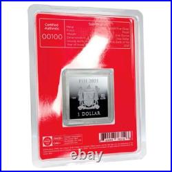 2021 Coca-Cola Arden Square Logo Silver Coin Fiji Blister Card 1oz PP