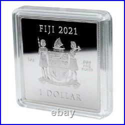 2021 Coca-Cola Arden Square Logo Silver Coin Fiji Blister Card 1oz PP