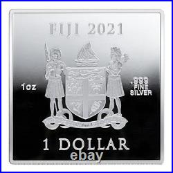 2021 Coca-Cola Arden Square Logo Silver Coin Fiji In Blister Card 1 oz Proof