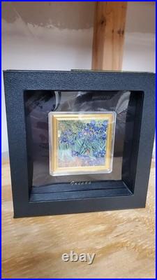 2021 Niue Vincent Van Gogh IRISES Square Proof 1 oz 99.9% Silver in OGP