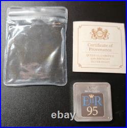 2021 Queen Elizabeth II 95th Birthday 1oz. 9999 Fine Silver Ingot Bar Square CPM